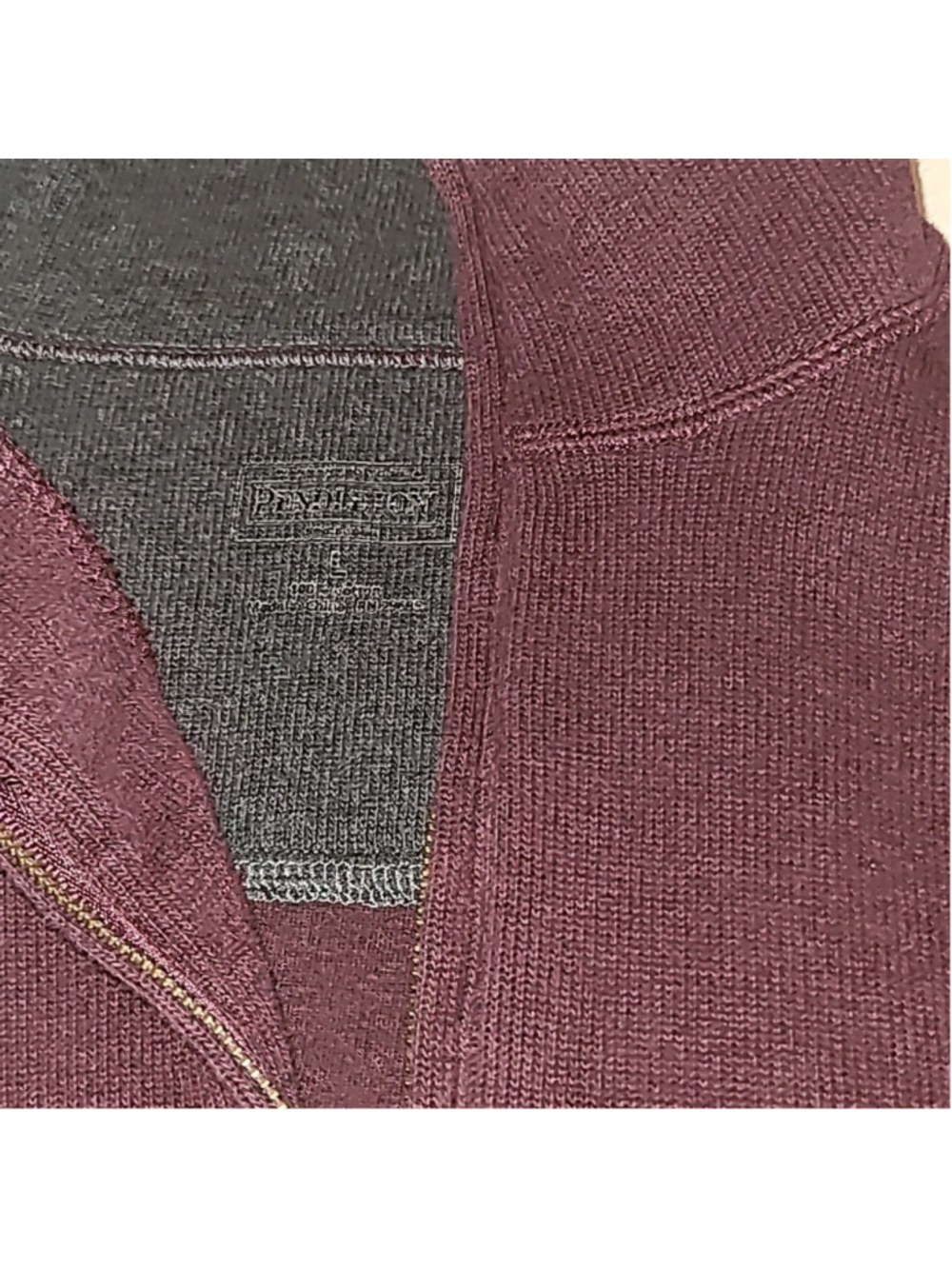 Pendleton 1/4 zippered NWT 100%cotton burgundy sz. Large.(#2492E) - Picture 3 of 15